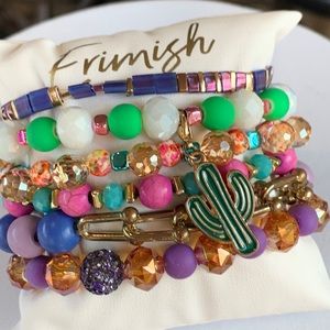 EUC Erimish Desert Stack 6 stretch bracelets cactus charm shambala bead